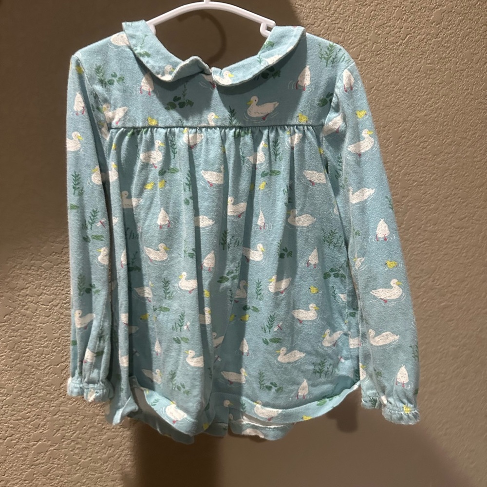 Mini Boden Duck Patterned Blue Long Sleeve Shirt